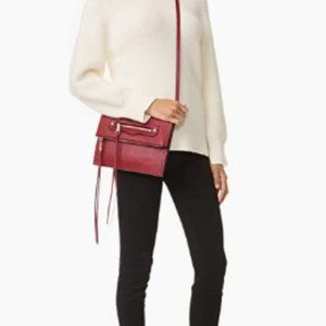 REBECCA MINKOFF Regan Small Leather Clutch Bag, Tawny Port